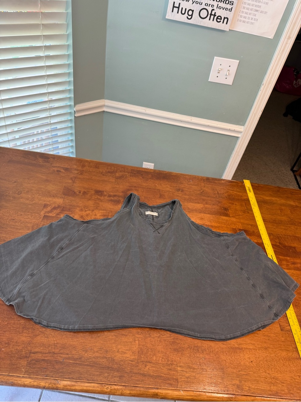 Free People We The Free Hialeah Tank Top Charcoal Gray Swingy Distressed Size XL